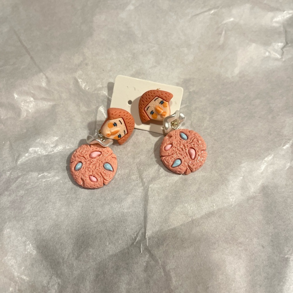 Pink and Blue Clay Earrings
